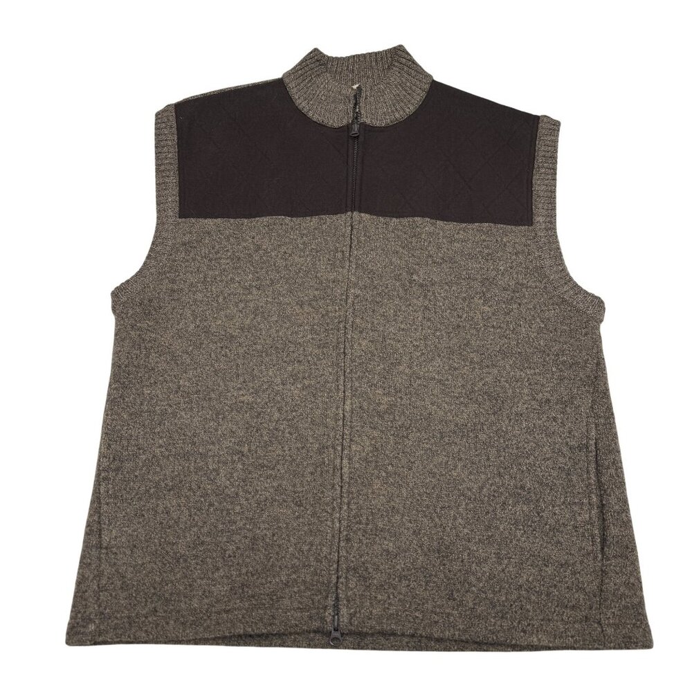 Woolrich Men's 100% Wool Full Zip Vest Woodchip Brown Pockets Outdoor, Size XL